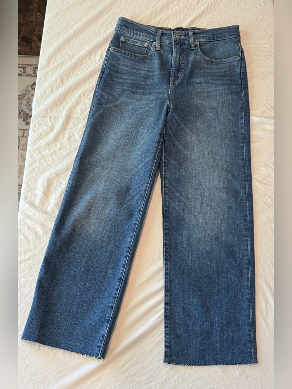 J.Crew High-Rise Slim Wide-Leg Jeans Size 28 Medium Wash Stretch Denim